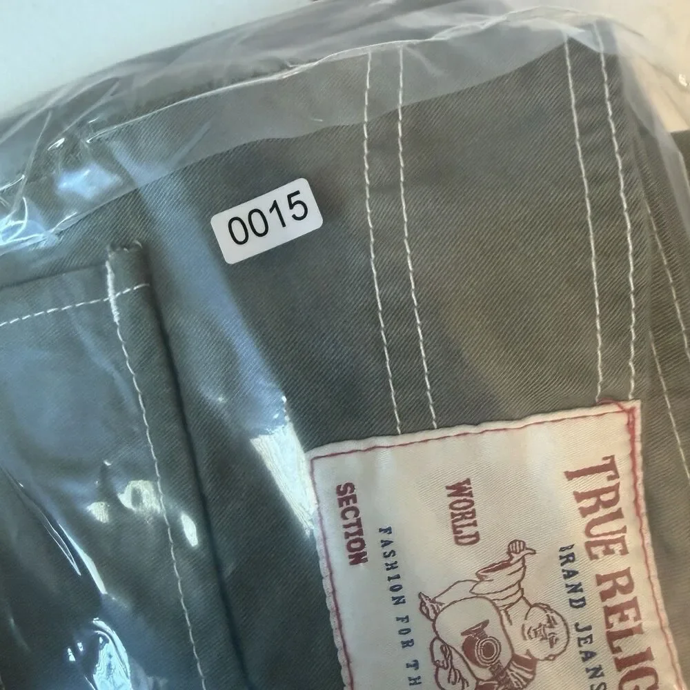 True Religion Men’s Green Cargo Pants 36 Regular Straight Leg Canvas Cotton